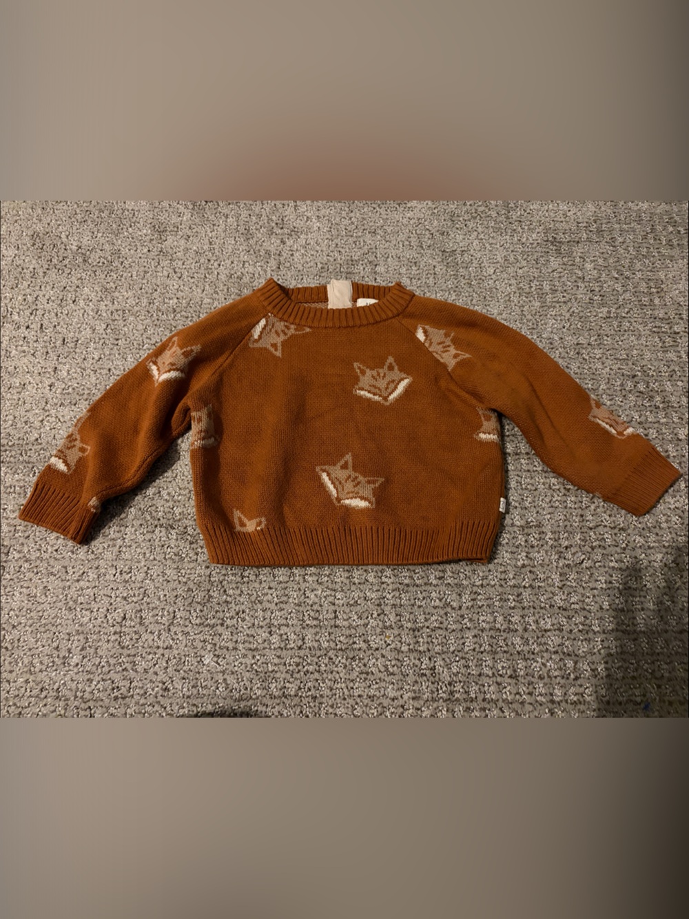 Baby Fox Crewneck Sweater - Rust Brown